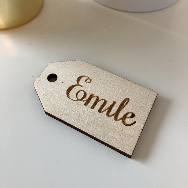 Houten label met naam
