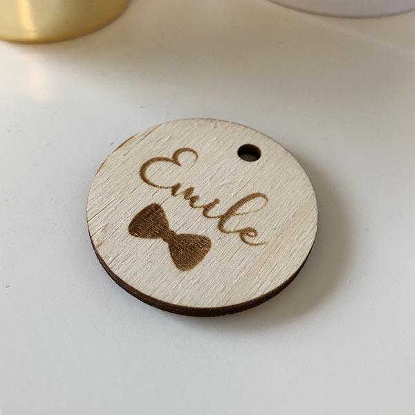 Houten label met naam